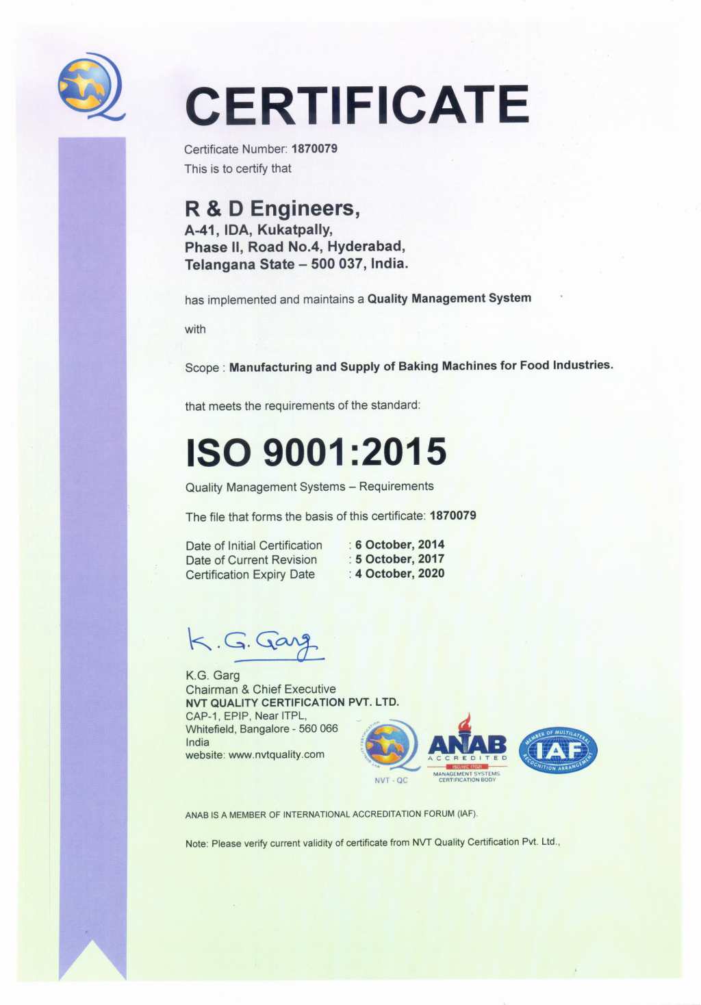 ISO Certificate